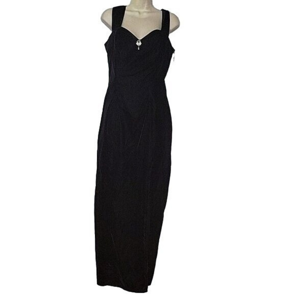 ALFRED ANGELO Velvet Maxi Dress Formal Evening Gown Rhinestone Detail 6 formal